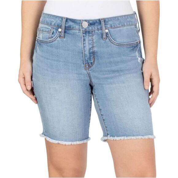 Seven7 Light Wash Sunset Bermuda Shorts Mid Rise Women's Jean Shorts - 8 - Picture 1 of 9